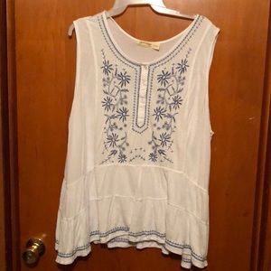 Light blue and white blouse, size XXL.